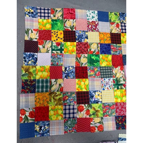 110 Precut 2" Cotton Squares Multi-Color Floral & Plaid Quilting Sew Fabric - Picture 2 of 6